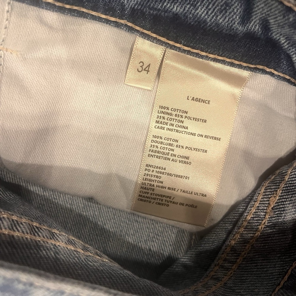 L'AGENCE Leighton Ultra High-Rise Cuff Stovepipe Cristo Size 34 Cotton NWT - Picture 10 of 11